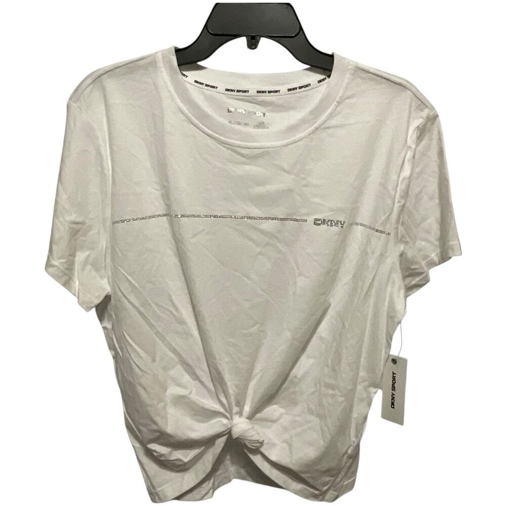 DKNY Sport Women’s Active Knotted T Shirt White Size XL